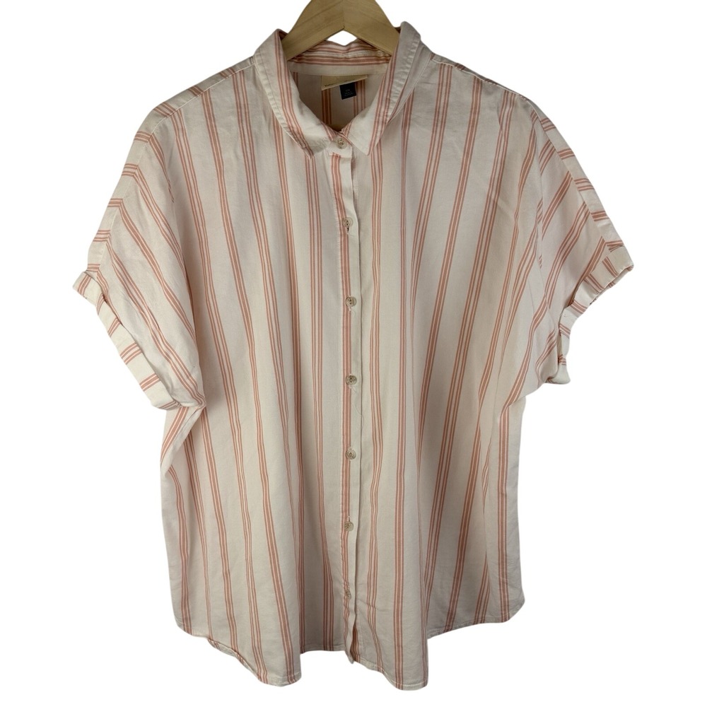 Universal Thread Striped Button Down Shirt XXL Oversized Coastal Casual Cotton